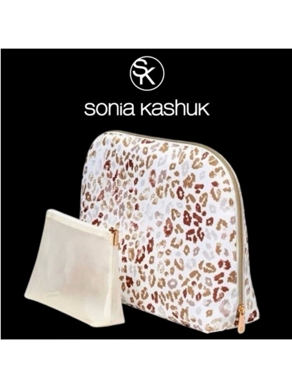 🆕 - Sonia Kashuk- 2 Piece Terra Spot Print Large Cosmetic Bag Set